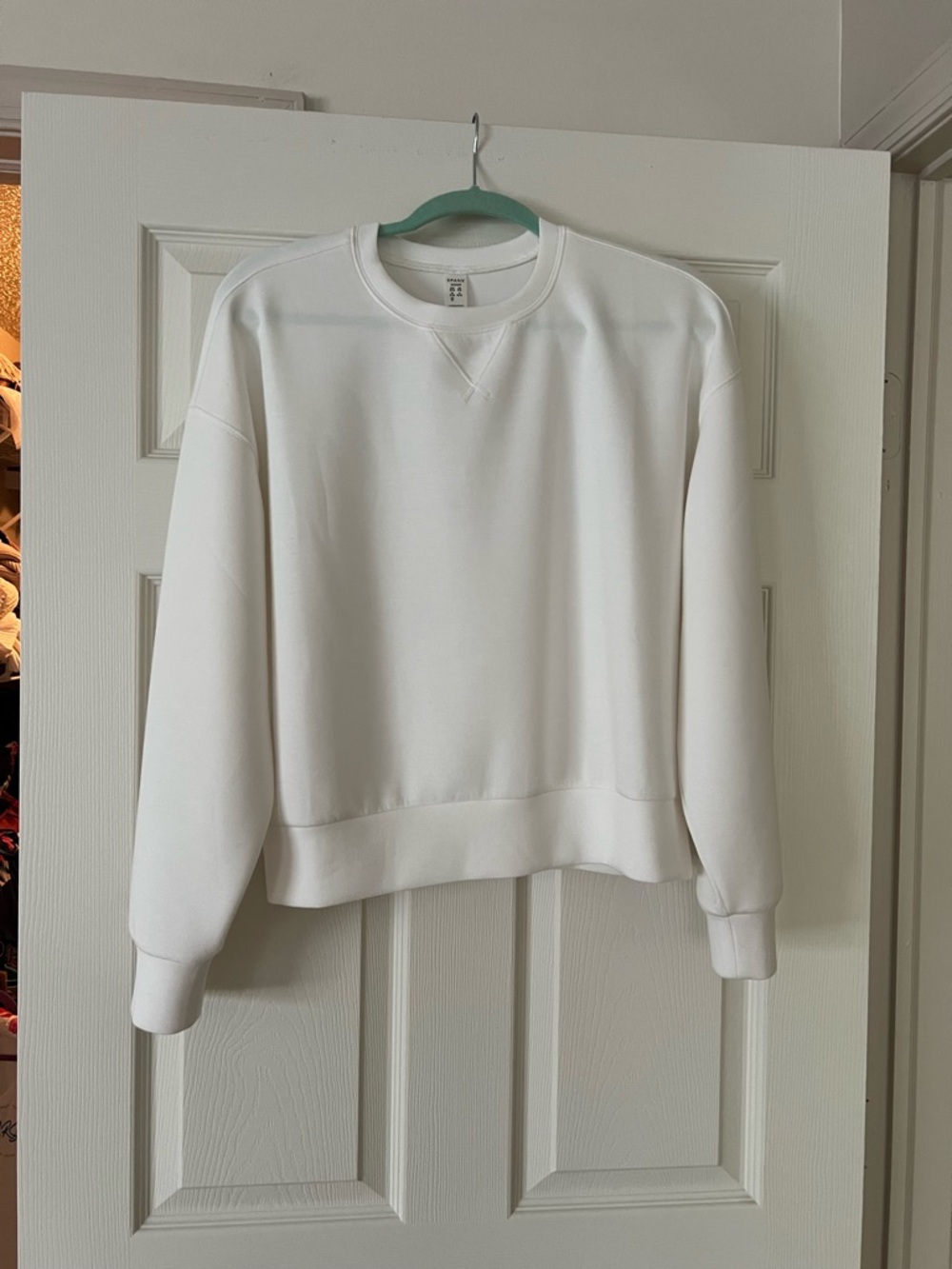 SPANX White Crewneck Pullover Sweatshirt